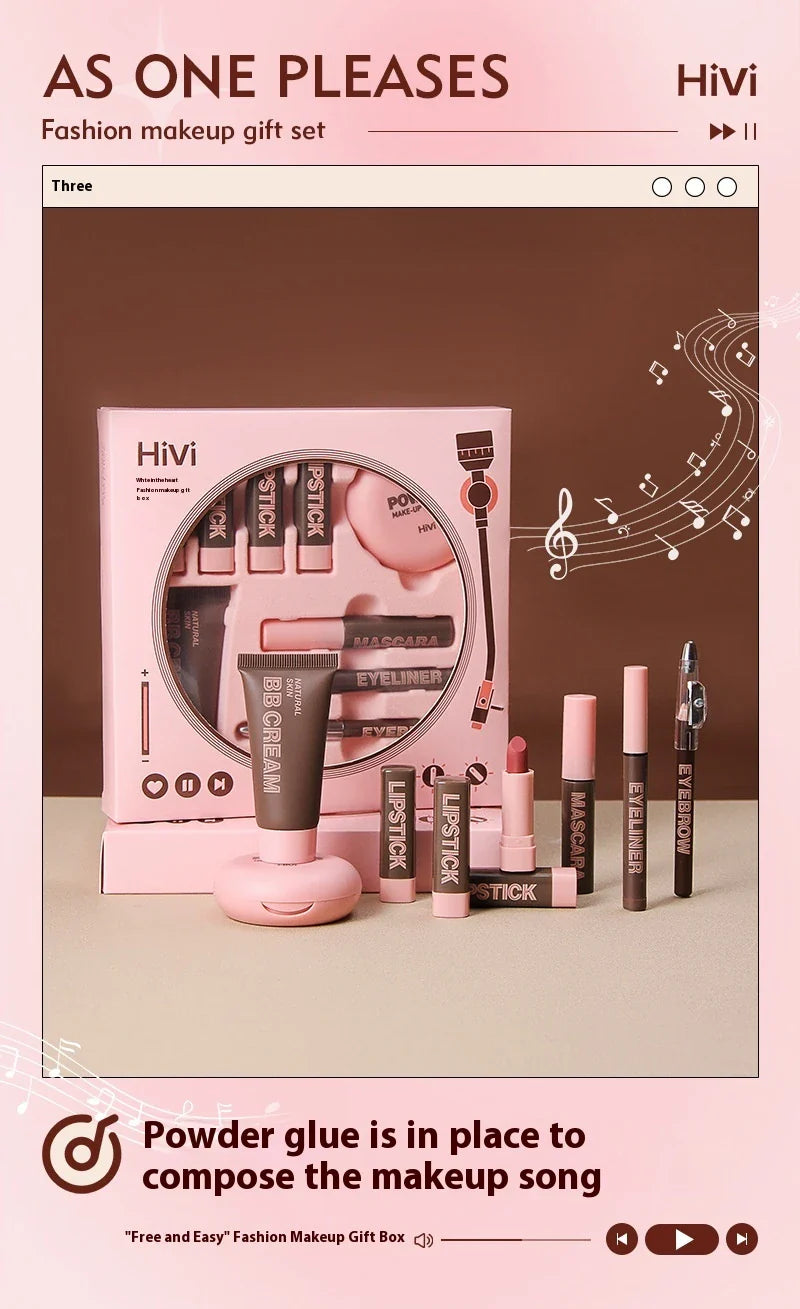 Chic Makeup Set with Matte Lipsticks, Honey Powder, and Eye Makeup Essentials