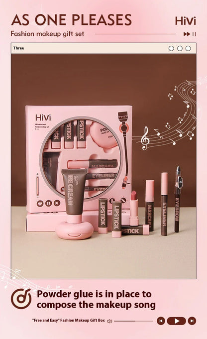 Chic Makeup Set with Matte Lipsticks, Honey Powder, and Eye Makeup Essentials