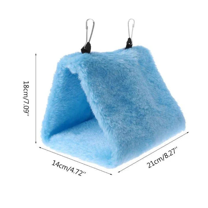Luxurious plush hanging bird bed with supportive foam interior for cosy napping and relaxation