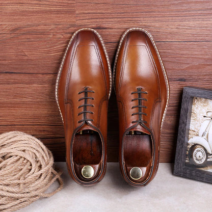Stylish genuine leather retro shoes for men, featuring a premium cowhide upper and composite sole for long-lasting quality and comfort.