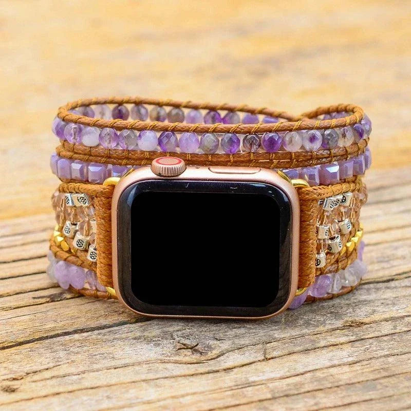 Handcrafted crystal bead watch strap in a bohemian-inspired design
