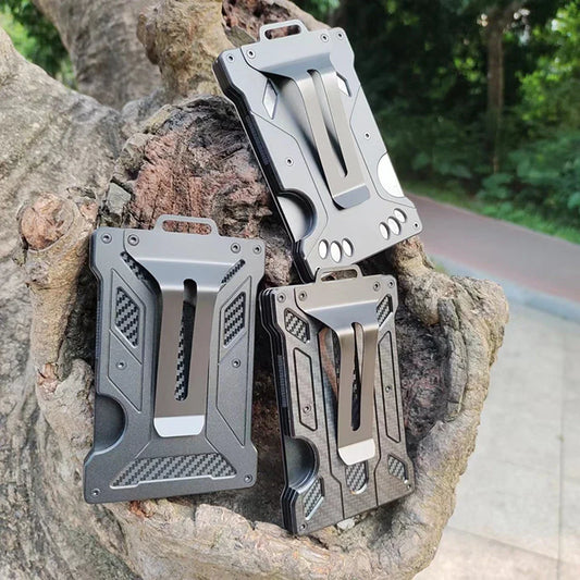 Aluminium alloy card wallet with secure card slots and compact, premium design