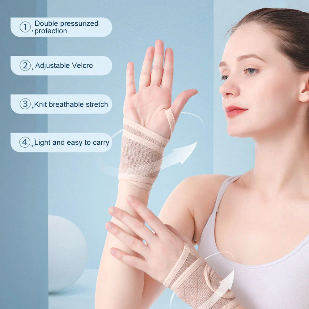 Premium sports wrist protector made of breathable, adjustable spandex material for pain relief and enhanced performance