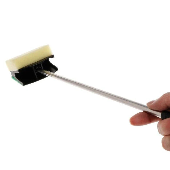 A high-quality stainless steel cleaning brush with a dual-sided sponge for efficient and thorough home cleaning.