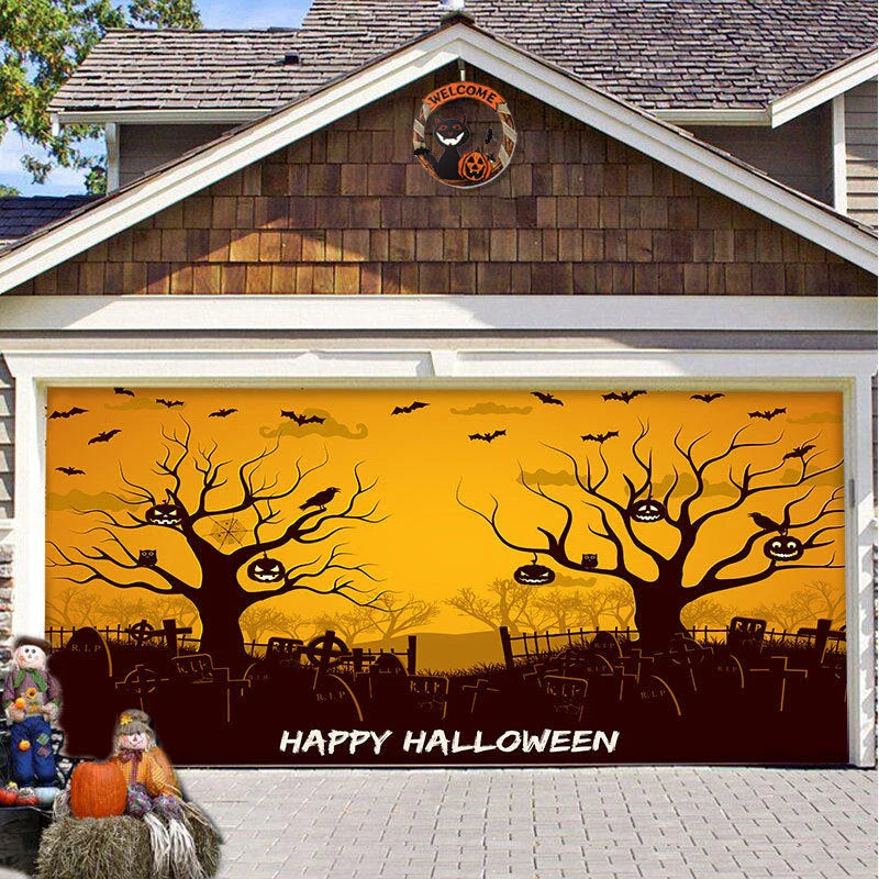 Decorative hanging cloth fabric with geometric abstraction pattern for Halloween party backdrop