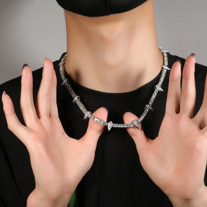 Premium men's copper necklace with zircon stones in a geometric design, available in various lengths and colours