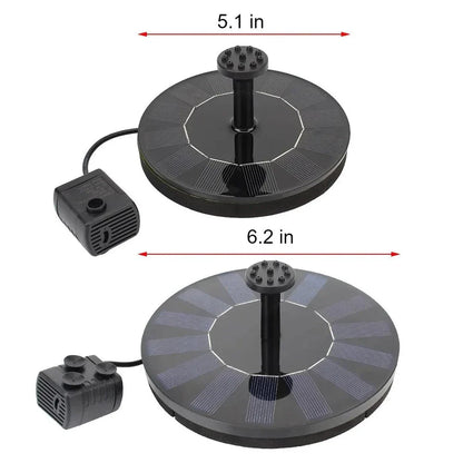 3W solar-powered water fountain with LED lights and customisable spray nozzles, perfect for enhancing any garden or pond