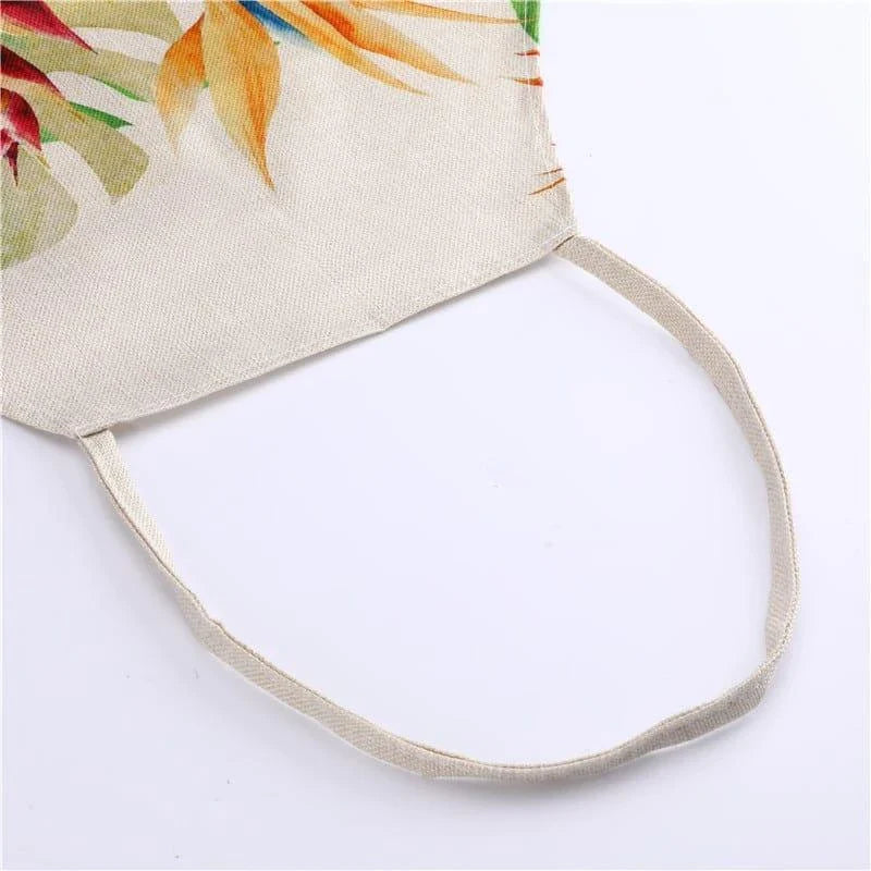 Flamingo Print Apron with Adjustable Neck Strap and Waist Ties, Made of Cotton and Linen Blend