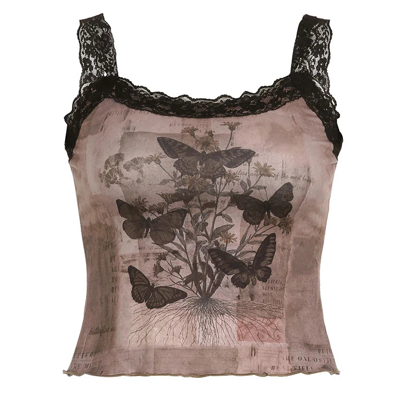 Premium sleeveless top with elegant lace patchwork design, perfect for casual and semi-formal wear