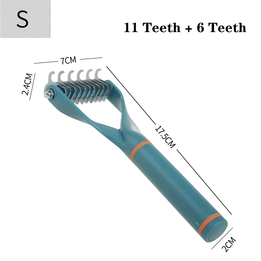 Premium double-sided pet grooming brush with stainless steel combs and ergonomic non-slip handle for cats and dogs