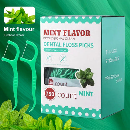 Premium mint-infused dental floss sticks for thorough interdental cleaning and fresh breath on the go