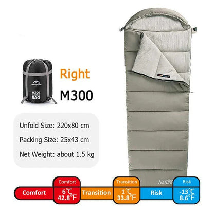 Premium lightweight double camping sleeping bag with cotton filling and terylene fabric, suitable for spring and autumn camping trips in the UK.