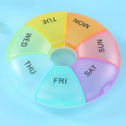 Compact 7-Day Pill Organiser with Yellow Lid - Portable Travel Case for Tablets and Medications