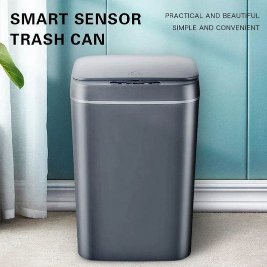 Sleek and Smart 16L Intelligent Trash Can in grey with hands-free sensor for effortless waste disposal