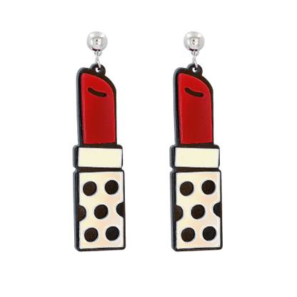 Trendha Red Lipstick Earrings: Striking resin earrings in a bold lipstick design, perfect for adding a touch of modern flair to any outfit.