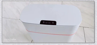 Sensor-powered bin with sleek design and touch-free motion-activated lid for effortless, hygienic waste disposal