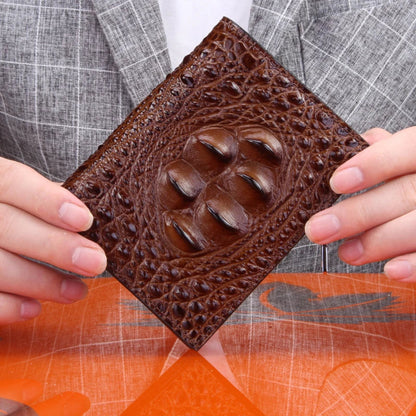 Premium leather bifold wallet in a horizontal square design with a sophisticated crocodile-embossed pattern