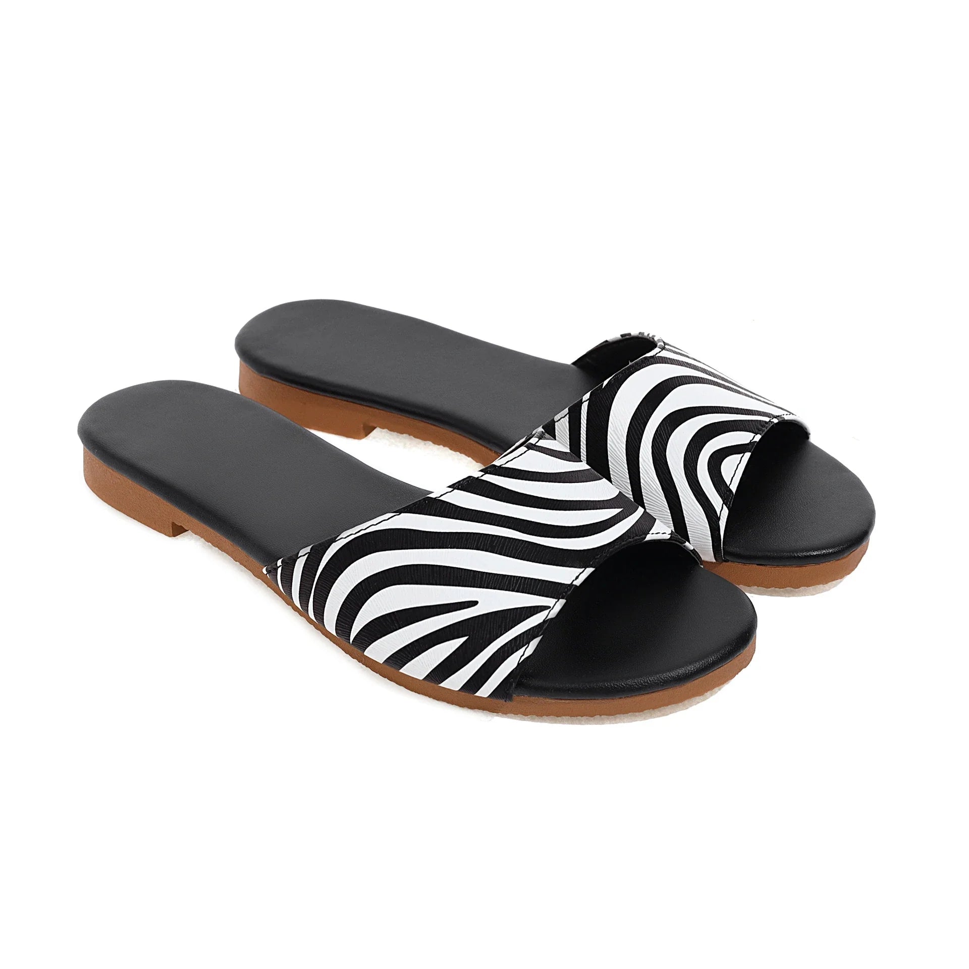 Premium leather outdoor slippers with flat, supportive soles and round toe design