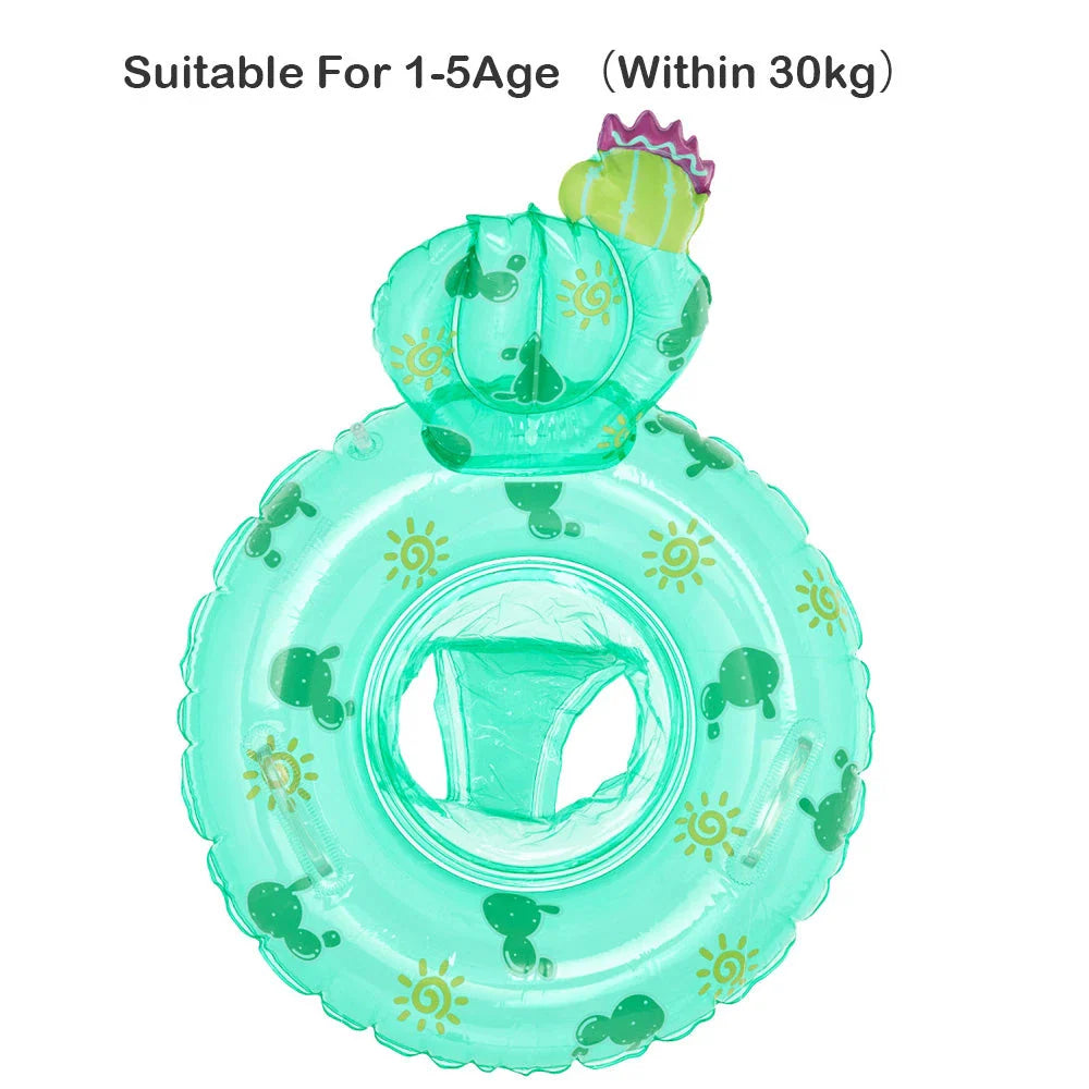 Vibrant inflatable baby swim ring with double handles and anti-leakage design for safe and enjoyable water play