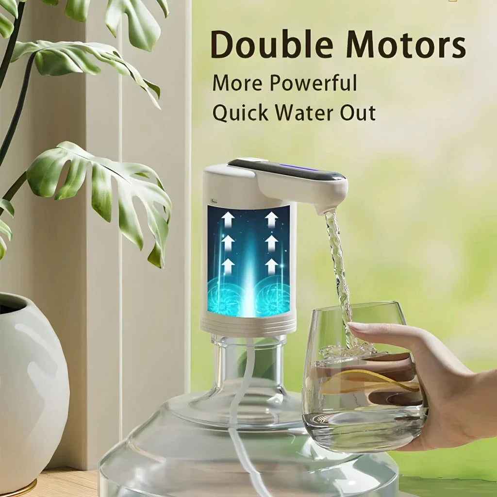 Compact and efficient automatic water dispenser with dual pumps, perfect for hydration at home, office, or outdoor activities