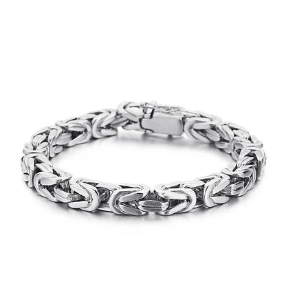 Stylish stainless steel square chain bracelet with an electroplated finish, designed for the modern gentleman