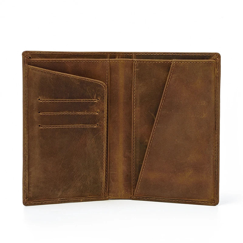 Premium black leather passport wallet with multiple compartments and slots for secure storage and organisation
