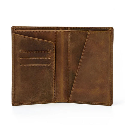 Premium black leather passport wallet with multiple compartments and slots for secure storage and organisation