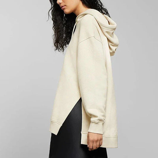 Oversized 100% cotton hoodie with Harajuku-inspired asymmetrical decoration, designed for casual comfort and style in Autumn and Winter.