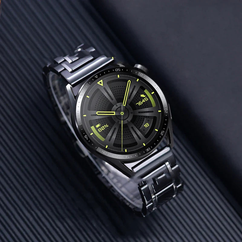Premium five-pearl ceramic stainless steel black strap for luxury watches, featuring a sleek and sophisticated design