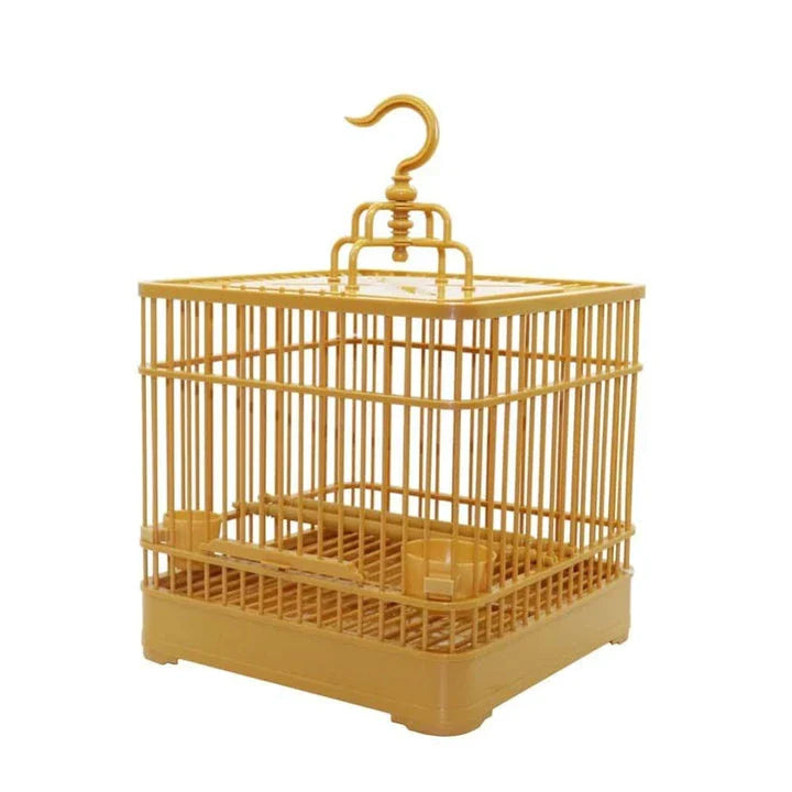 Premium Plastic Bird Cage Kit with Spacious Design, Durable Construction, and Stylish Gold Finish