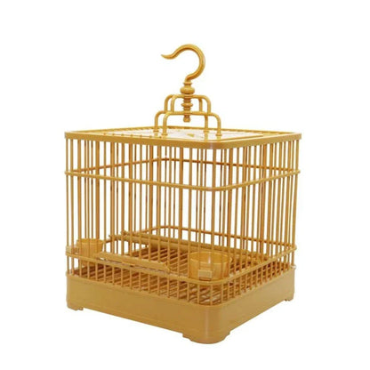 Premium Plastic Bird Cage Kit with Spacious Design, Durable Construction, and Stylish Gold Finish