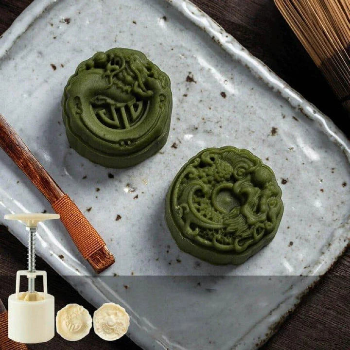 A hand-pressed chocolate stamping tool made of durable plastic, designed to add a personal touch to homemade chocolates, cakes, and baked goods.
