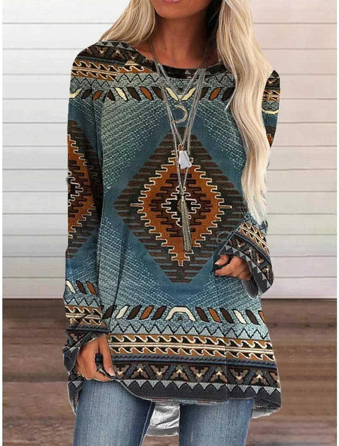 Retro Ethnic Style Cotton T-Shirt Dress in various colours and sizes