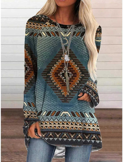 Retro Ethnic Style Cotton T-Shirt Dress in various colours and sizes