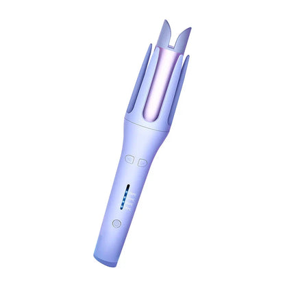 Auto-Rotating Ceramic Hair Styler in Pink, with adjustable temperature settings and dual voltage compatibility for worldwide use