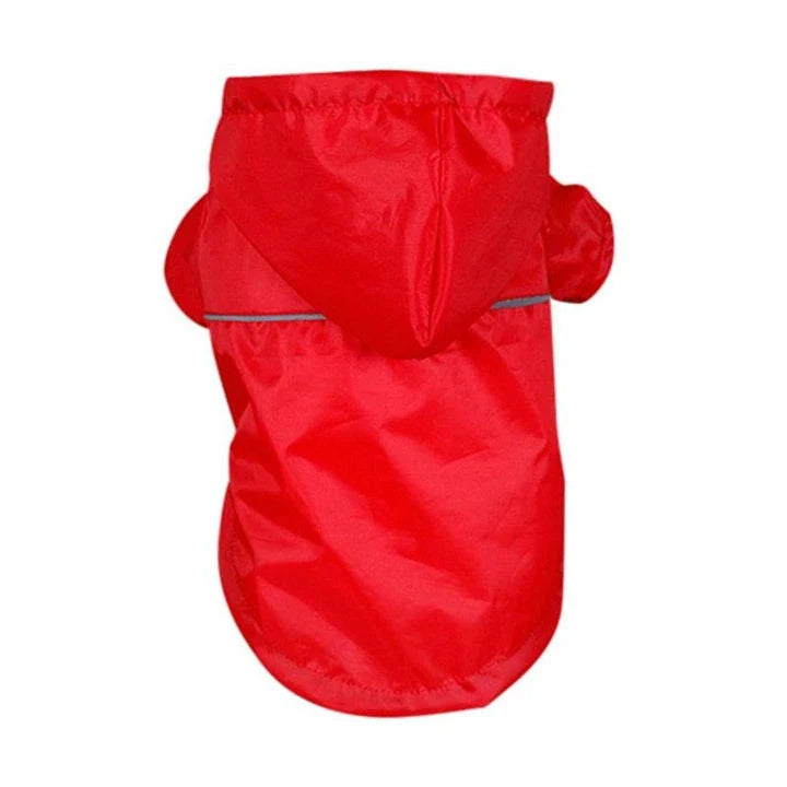 Waterproof reflective hooded raincoat for small and large dogs and cats, available in various sizes and colours
