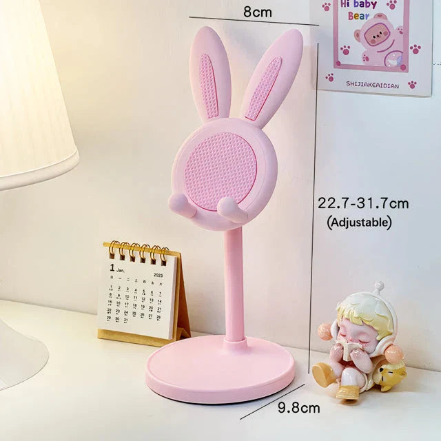 Delightful Bunny Desktop Mobile Phone Stand with Adjustable Telescopic Design for Secure Device Viewing