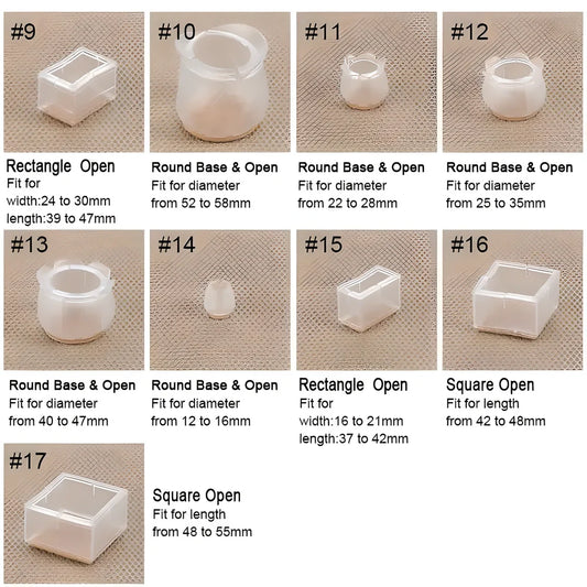 Premium furniture leg protectors in various styles, designed to safeguard floors from scratches and scuffs while enabling easy furniture movement.