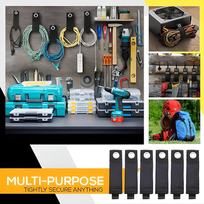 Heavy-Duty Hook & Loop Storage Organiser made of durable ballistic nylon with rust-resistant metal grommets for easy hanging and organisation in the home, garage, or workshop.