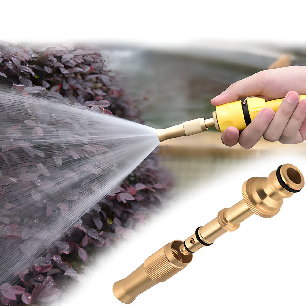 Premium High-Pressure Hose Nozzle for Powerful Cleaning - Durable Brass Construction, Adjustable Pressure, Versatile Cleaning Capabilities
