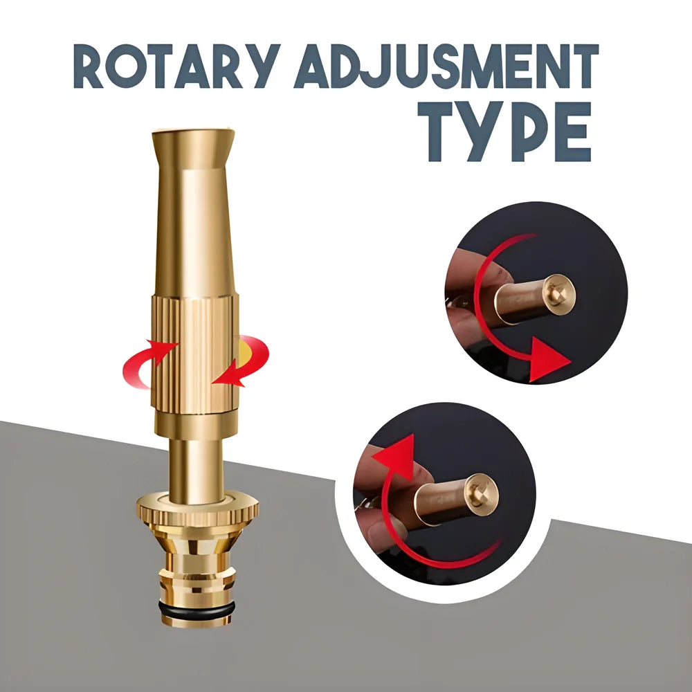 Premium High-Pressure Hose Nozzle for Powerful Cleaning - Durable Brass Construction, Adjustable Pressure, Versatile Cleaning Capabilities