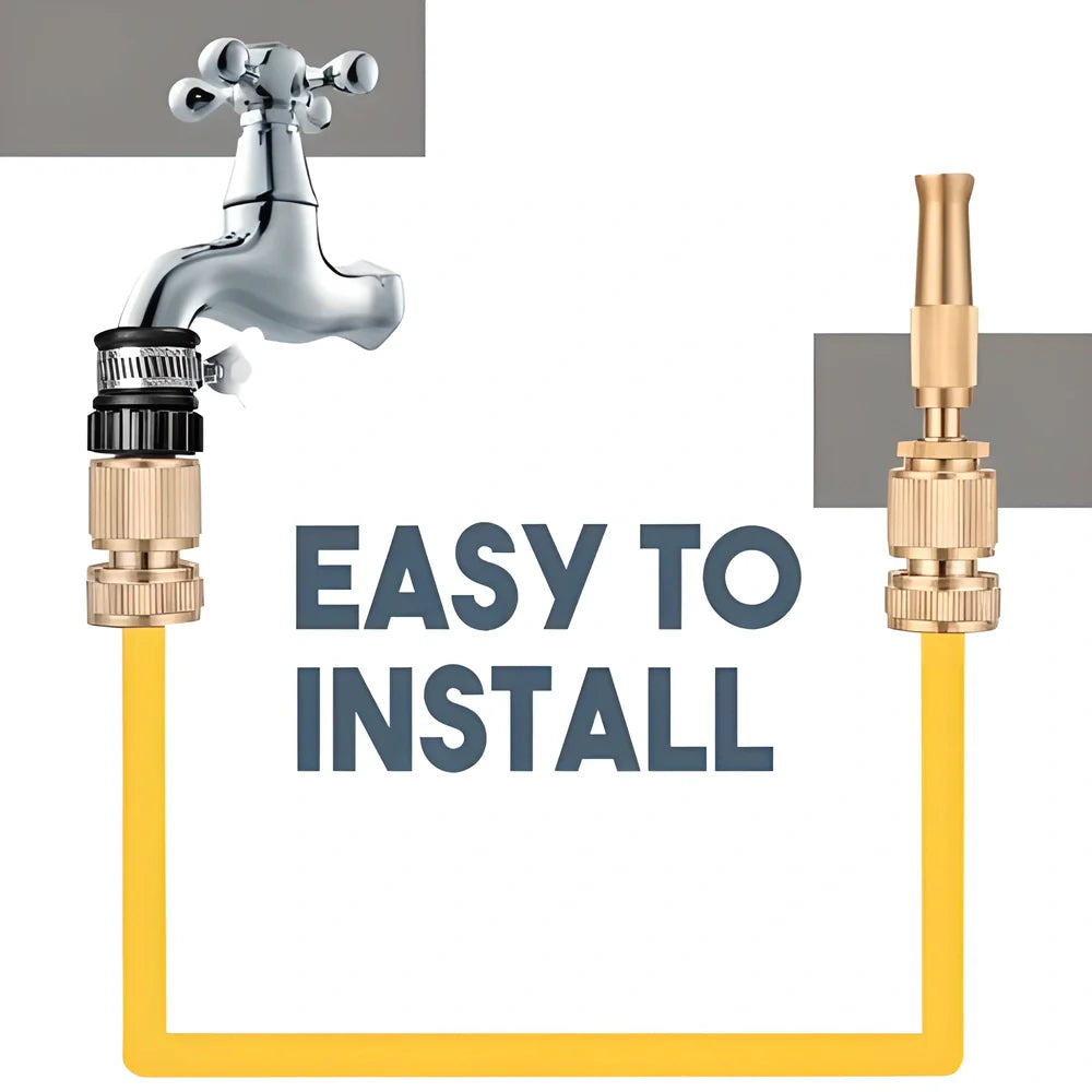 Premium High-Pressure Hose Nozzle for Powerful Cleaning - Durable Brass Construction, Adjustable Pressure, Versatile Cleaning Capabilities