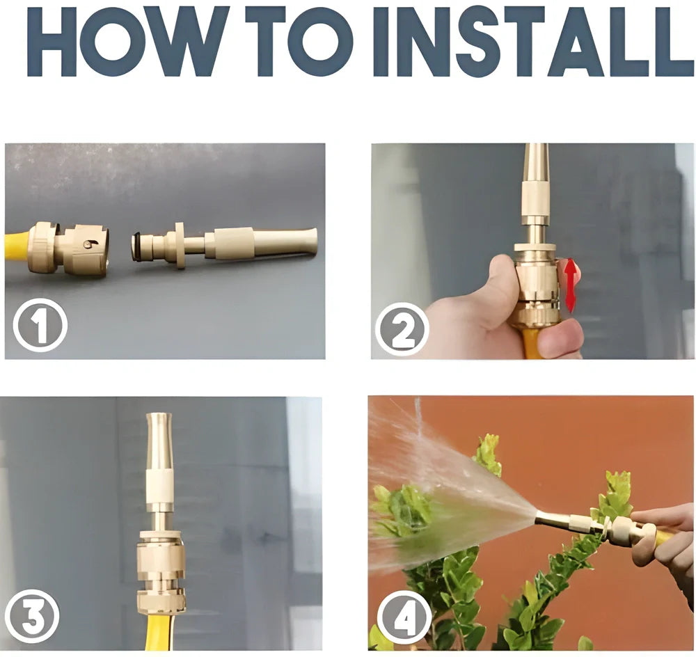 Premium High-Pressure Hose Nozzle for Powerful Cleaning - Durable Brass Construction, Adjustable Pressure, Versatile Cleaning Capabilities