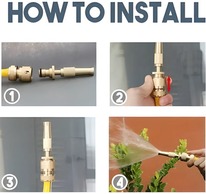 Premium High-Pressure Hose Nozzle for Powerful Cleaning - Durable Brass Construction, Adjustable Pressure, Versatile Cleaning Capabilities