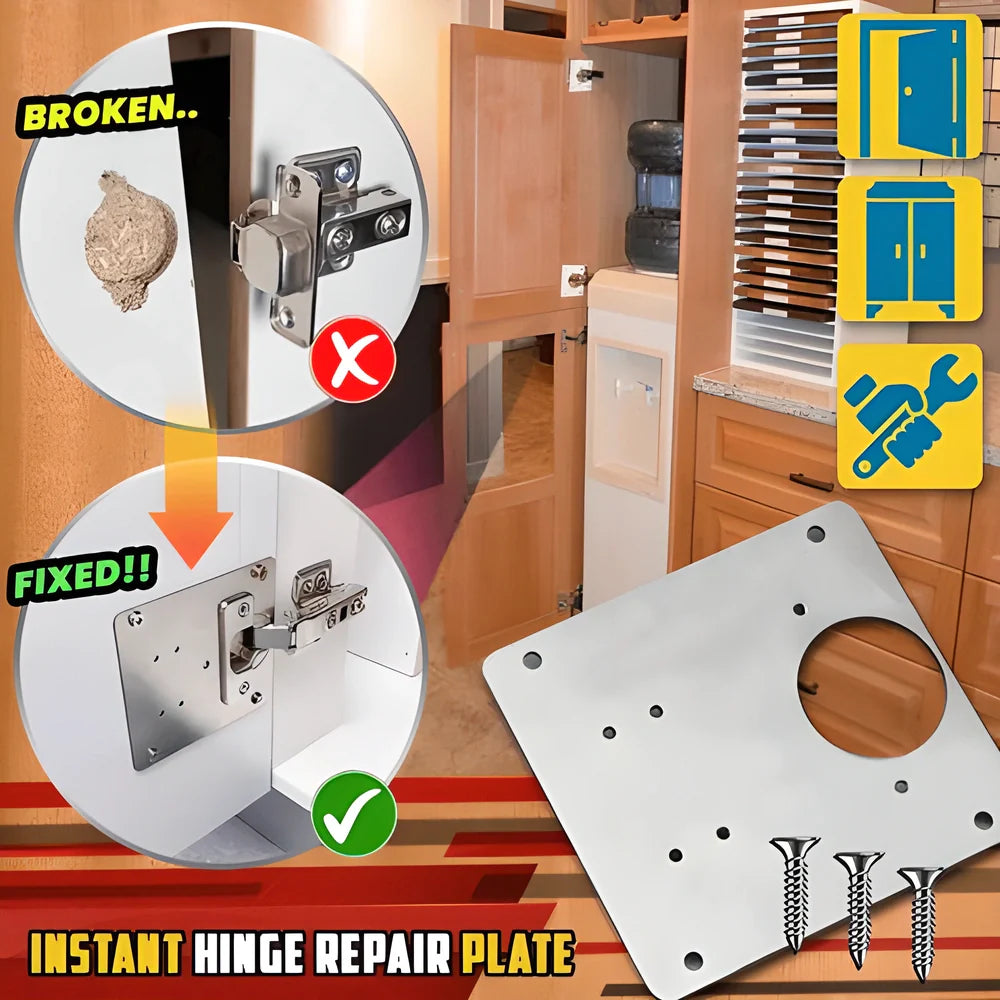 Premium Hinge Repair Kit - High-Quality Stainless Steel Plate for Quick and Easy Furniture Hinge Repair