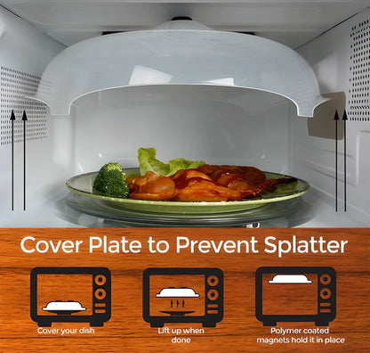 Magnetic Microwave Splatter Guard - Hover to Store, Pull Down to Cover and Prevent Messy Splatters