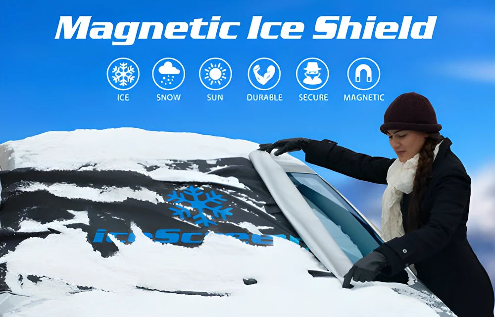 ICE SHIELD Magnetic Windscreen Cover - Durable, reversible protection from winter frost and summer sun