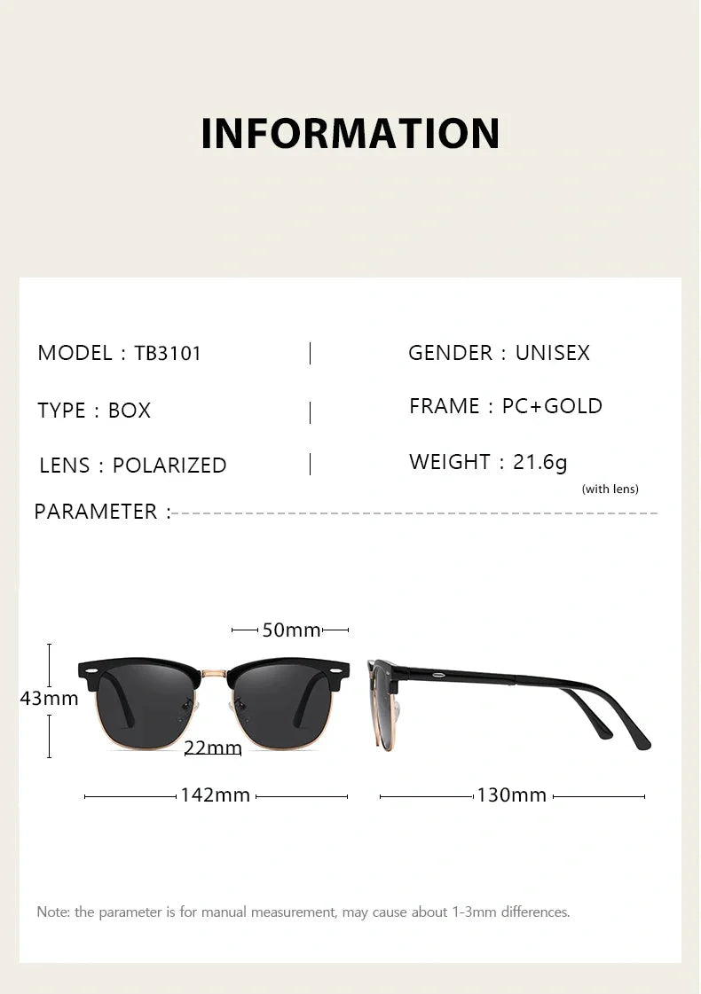 Foldable polarised sunglasses with acetate frames and Polaroid lenses, providing UV protection and glare reduction for driving and outdoor activities.