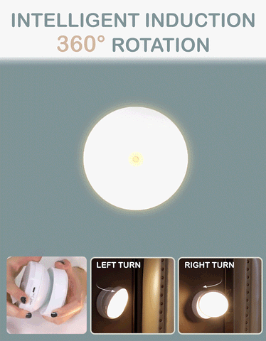A 360-degree rotating motion-activated LED light with a magnetic base, suitable for installation on any metal surface.