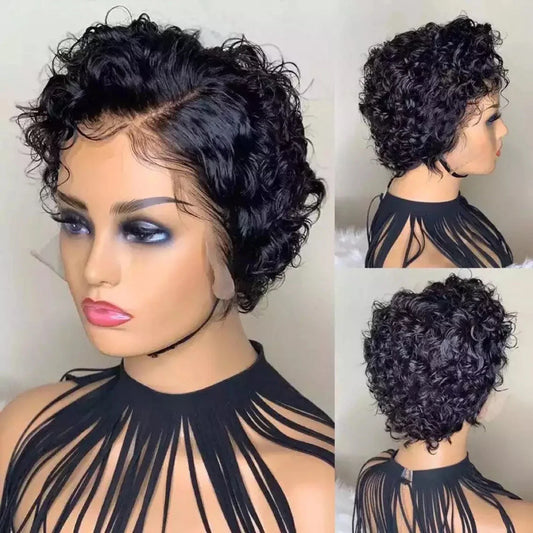 Luxurious long curly women's wig with front lace and fluffy, voluminous texture